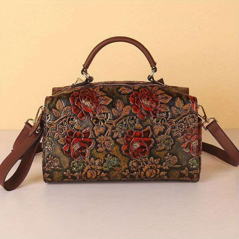 Spring/Summer Women's 2024 New One Shoulder Soft Leather Middle Aged Mom Crocodile Pattern Handbag Boston Pillow Bag