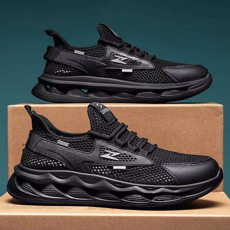 High Quality Knitted Fabric Running Lightweight Breathable Large Size Sports Jogging Casual Men's Shoes