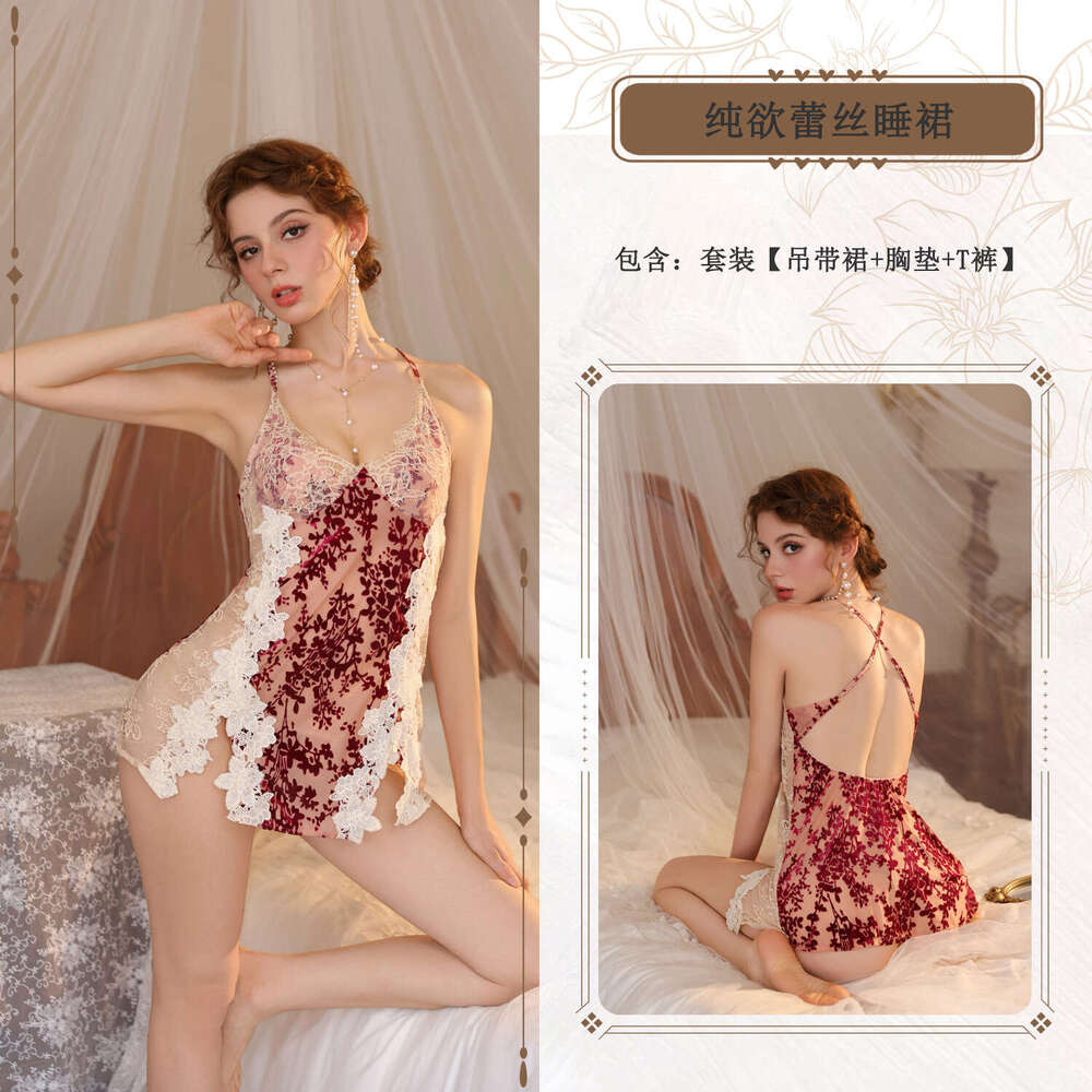 Spell Lingerie Porn Suits Sexy Nightdress For Women With Lace Deep V High End Strap Lingerie Lace Strap Temptation Nightgown Pure Desire Sexy Lingerie