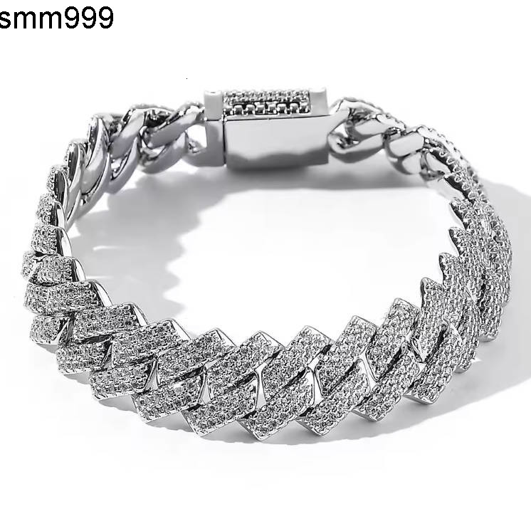 Custom Hip Hop Jewelry Iced Out Moissanite Chain 14mm 925 Sterling Prong Setting Lab Cuban Link Chain Necklace for Man