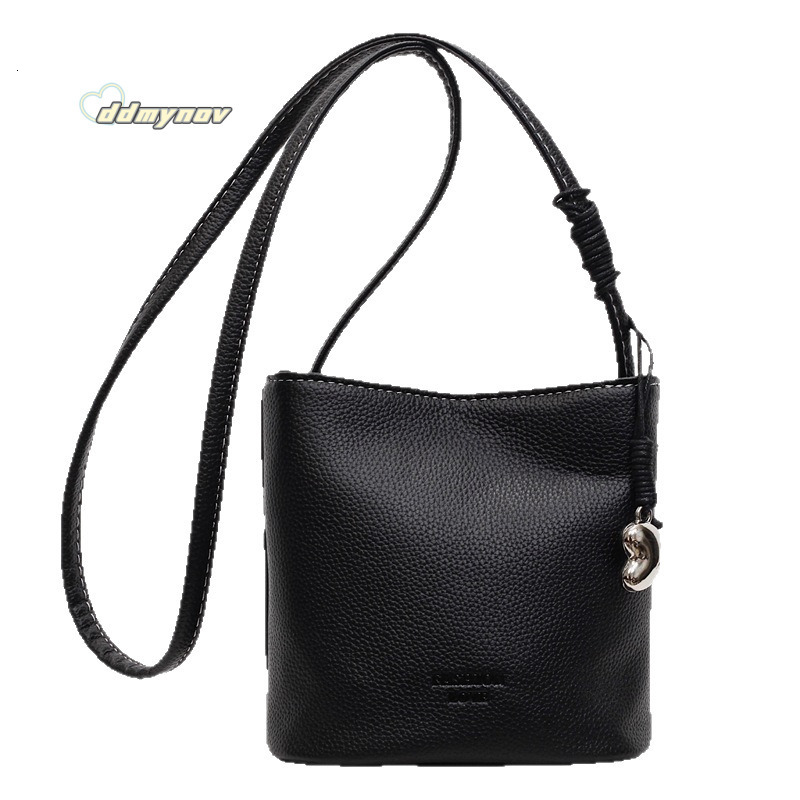 Trendy Fashion Litchi Grain Bucket for Women 2025 New Versatile Solid Color Simple Shoulder Stylish Casual Crossbody Bag ddmynov
