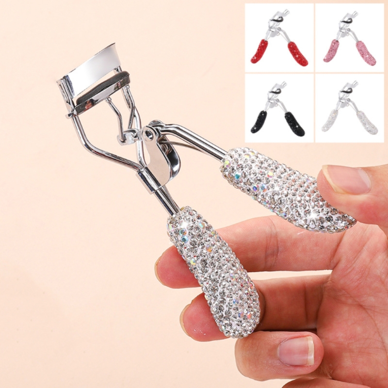 Wholesale Bling Rhinestone Eyelashes Curler Tweezer Portable Colorful Curling Eye Lashes Clip Cosmetic Beauty Makeup Tools