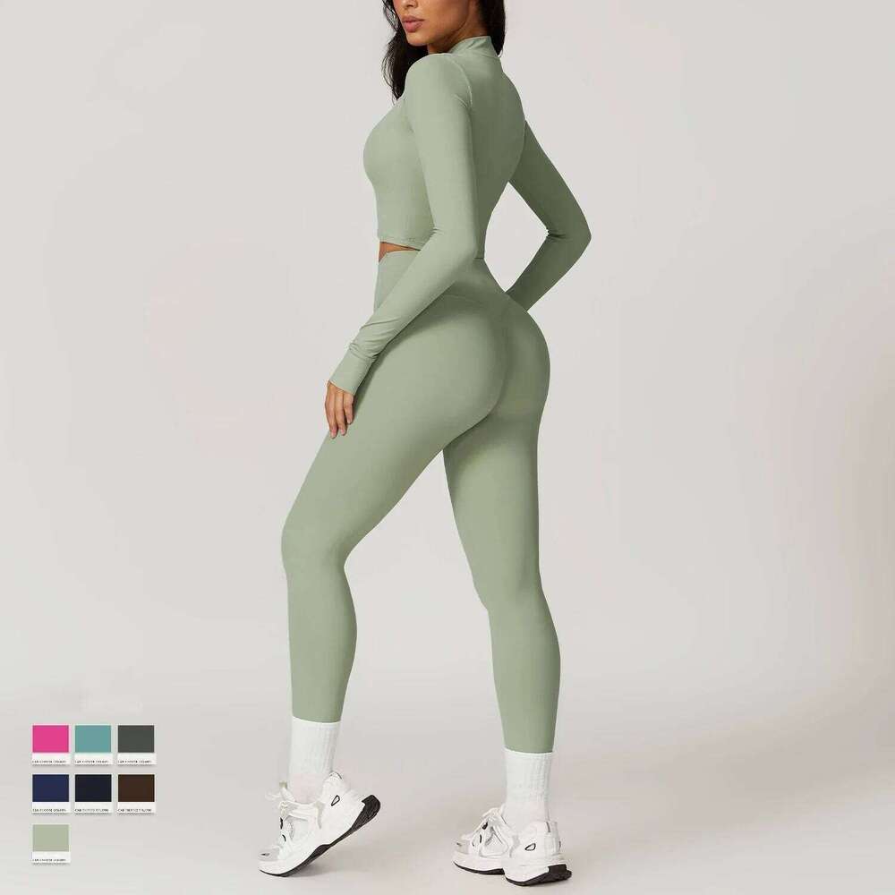 Gym 3pcs Seamless Clothes Sportswear Yoga Suits for Women Long Sleeve Fiess Set Tracksuits Sports Bra Leggings