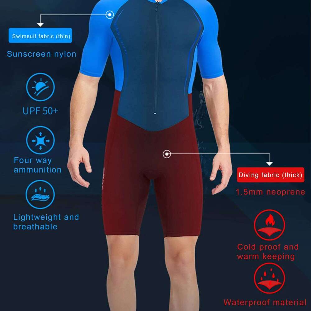 Dive Wet Wetsuit Men 1.5mm Neoprene Material Lightwight For Swimming Scuba Diving Bathing Suit Short Sleeve Underwater New