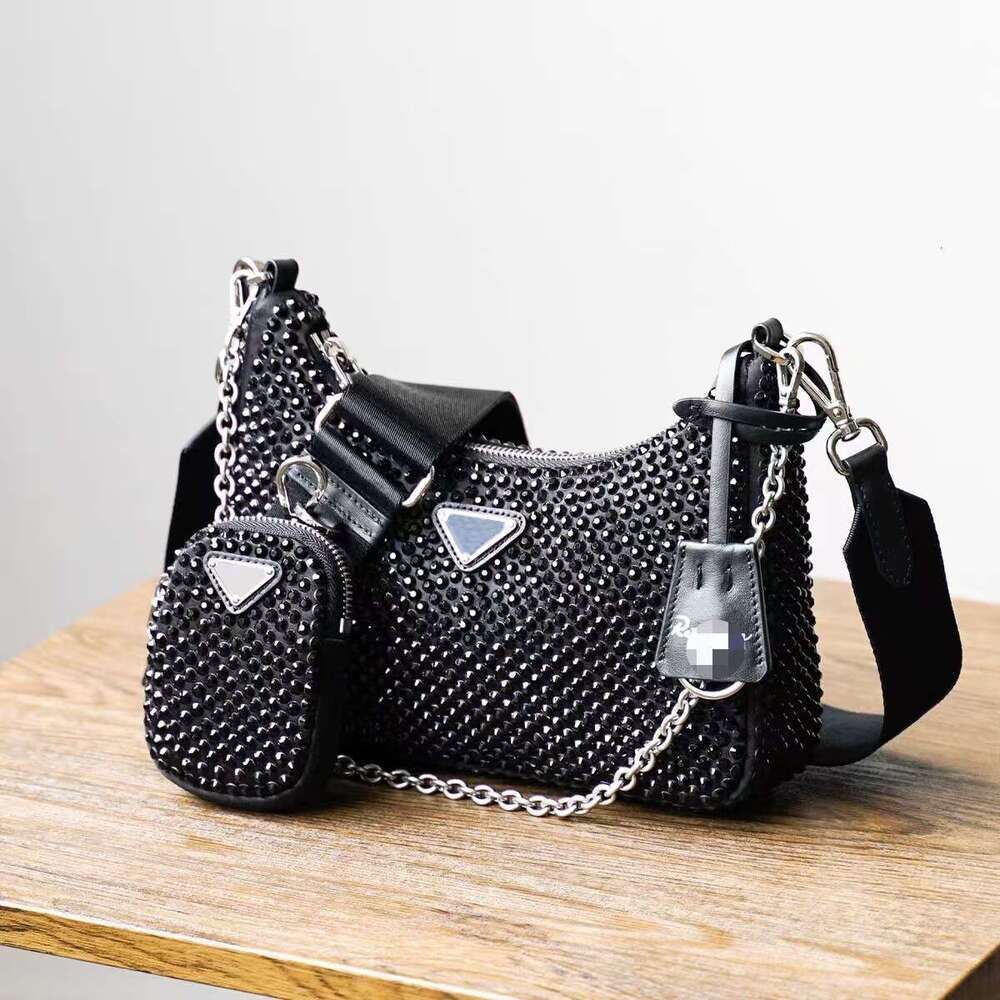 Three-in-One Women's High-Quality Super Shiny Czech Rhinestone Full Diamond Crossbody Bag
