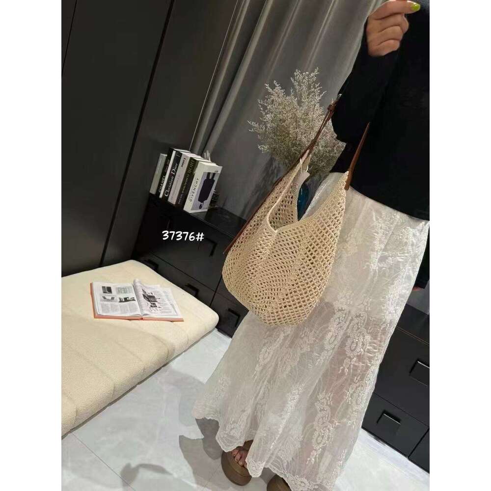 2025 Summer New Handmade Straw Woven for Women Genuine Leather Vacation Beach Tote Fashion Shoulder Crossbody Bag