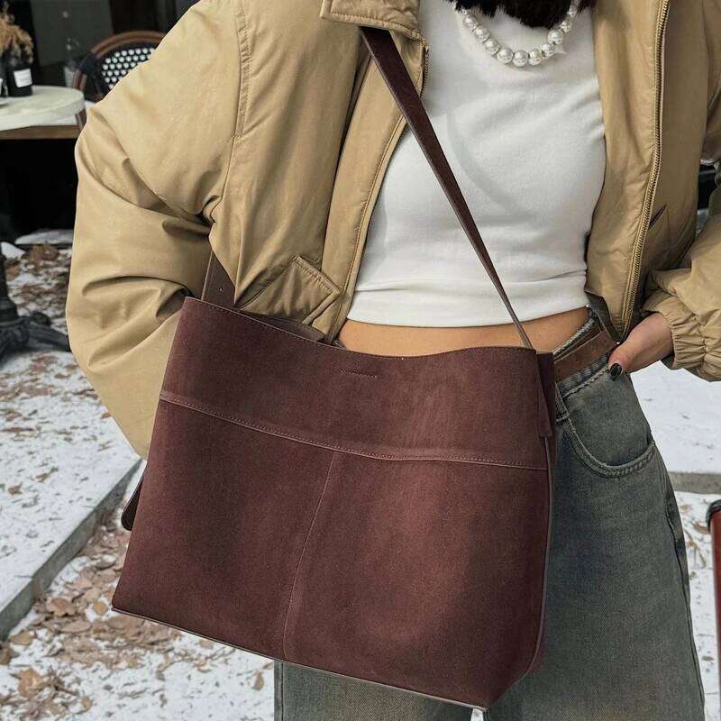 Korean Genuine Leather Tote Bags For Women Designer Handbag Purse 2024 New In Cowhide With Inner Pocket Underarm Shoulder