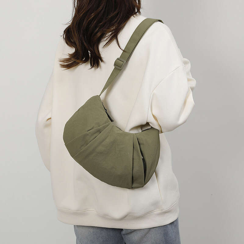 Pleated Soft For Women, Crossbody Dumpling Large Capacity Student Class Simple Fabric Commuter Bag, Shoulder Bag