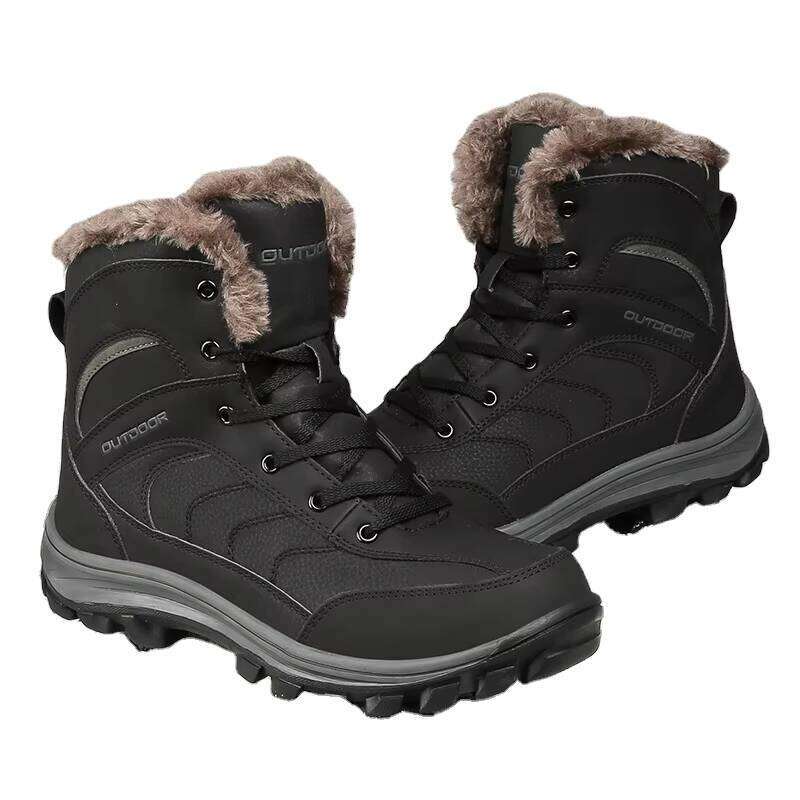Men's Large Size Wear-resistant Non-slip Outdoor Hiking Plus Veet Warm Cotton Shoes