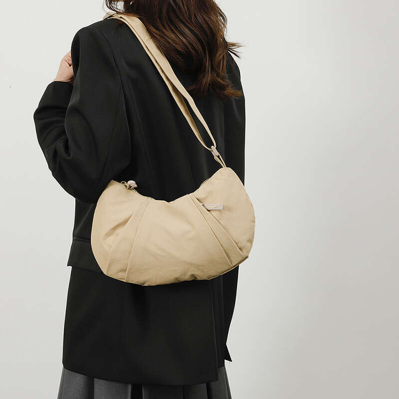 Pleated Soft For Women, Crossbody Dumpling Large Capacity Student Class Simple Fabric Commuter Bag, Shoulder Bag