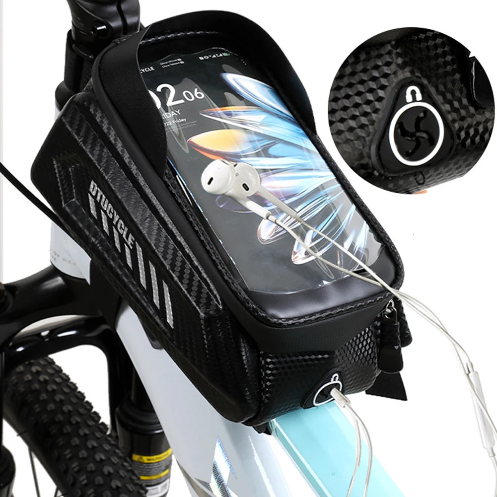 1.5L EVA Bicycle Top Tube Bag 7.4 TPU Touchscreen Bike Frame Front Tube Bag Waterproof Hard Casing Bike Bag Bike Accessories 250610