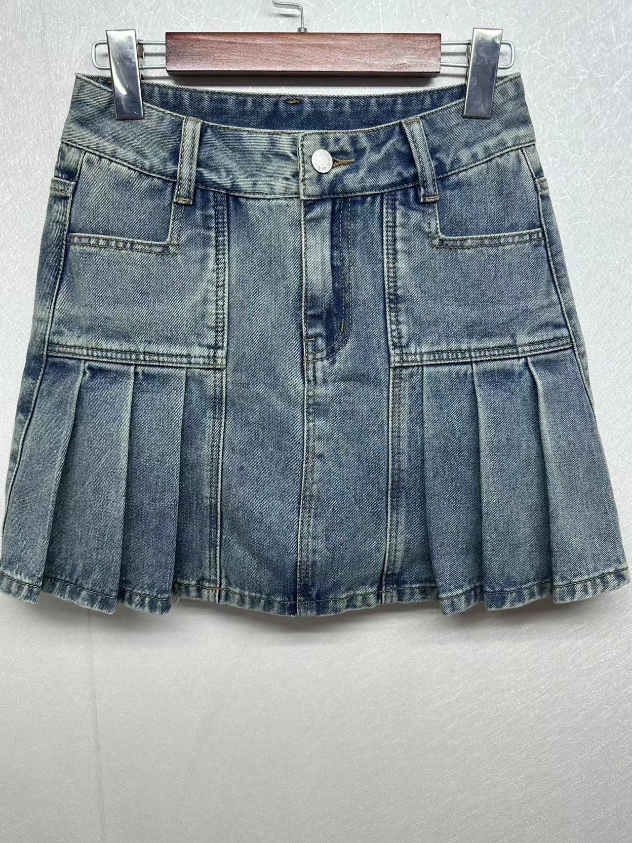 Super cool fashion high waist denim lace skirt manufacturers custom wholesale 1219
