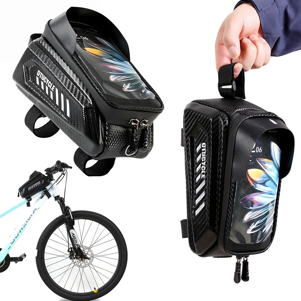 1.5L EVA Bicycle Top Tube Bag 7.4 TPU Touchscreen Bike Frame Front Tube Bag Waterproof Hard Casing Bike Bag Bike Accessories 250610