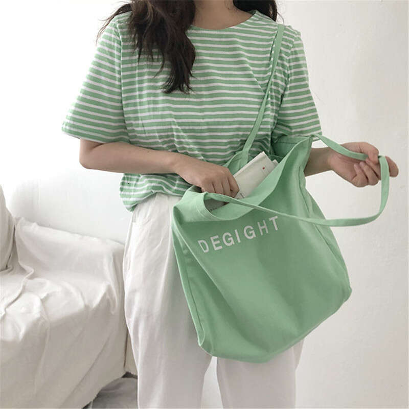 Lazy Style INS Korean Version Canvas for Women Large Capacity Fashion Tote 2020 New Printed Shoulder Shopping Bag