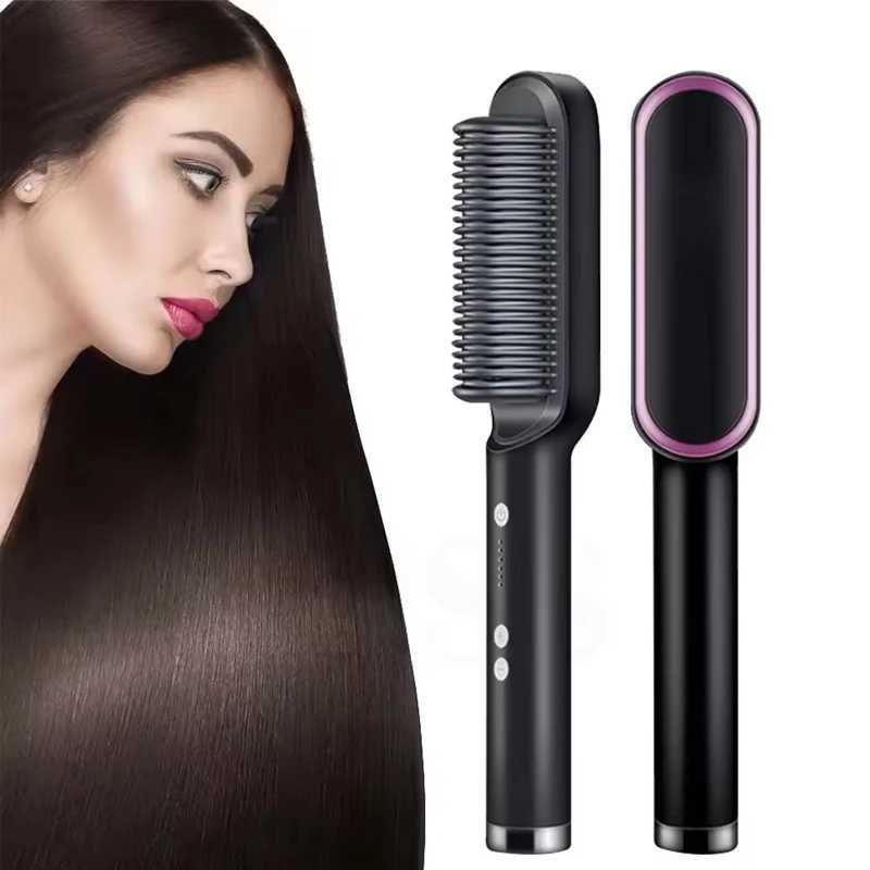 High Quality Electric Straightening Hair Brush Professional Curler Straightener Comb Fashion Fast Heating Ceramic Hair Straightener W250610