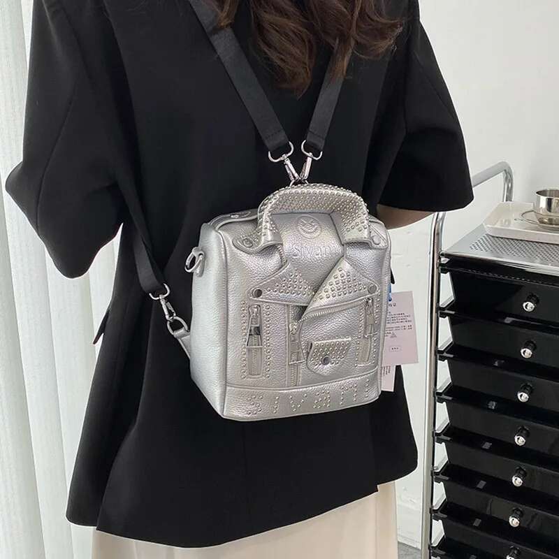 Fashion Jacket Design Shoulder Bags Rivet Clothes Shape Women's Handbag Brand Designer Lady Crossbody Bag Small Backpack