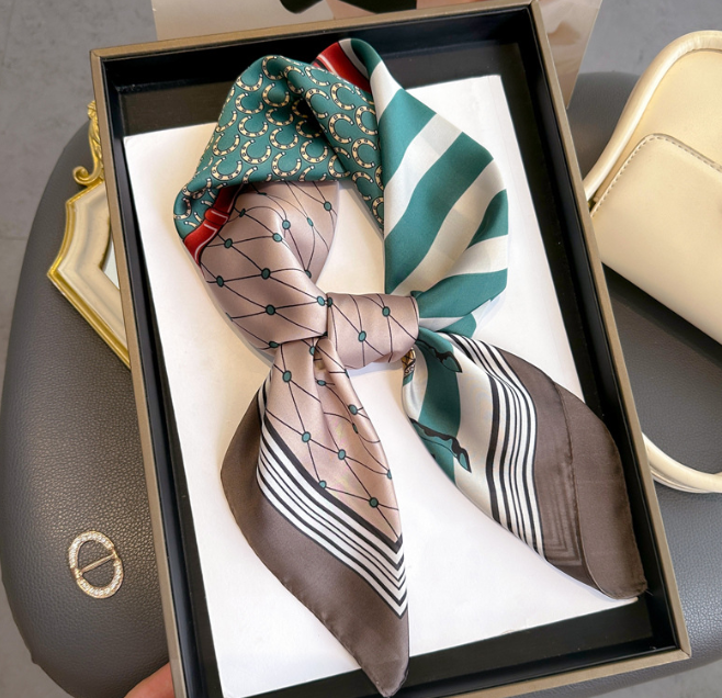 40style 70X70CM Head Scarf Headband for Women Fashion Long Handle Bag Scarves Paris Shoulder Tote Luggage Ribbon Head Wrap