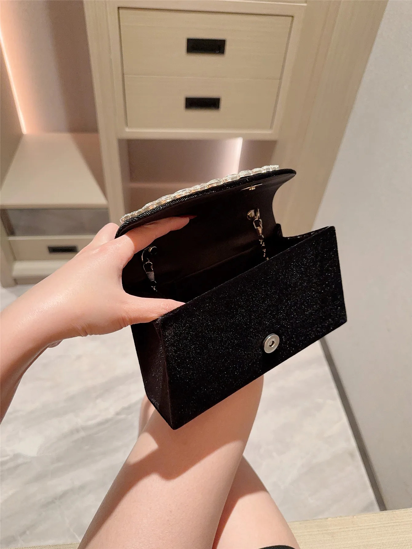 Clutch Bag Retro Velvet Evening Bag Celebrity Shiny Diamond Handbag Prom Bag Wedding Bag 250606