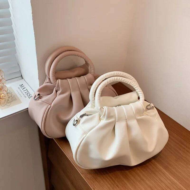 Women's Crossbody Retro Pleated Girls Vintage Cloud Handbag Shoulder Bags Mini Messenger Bag
