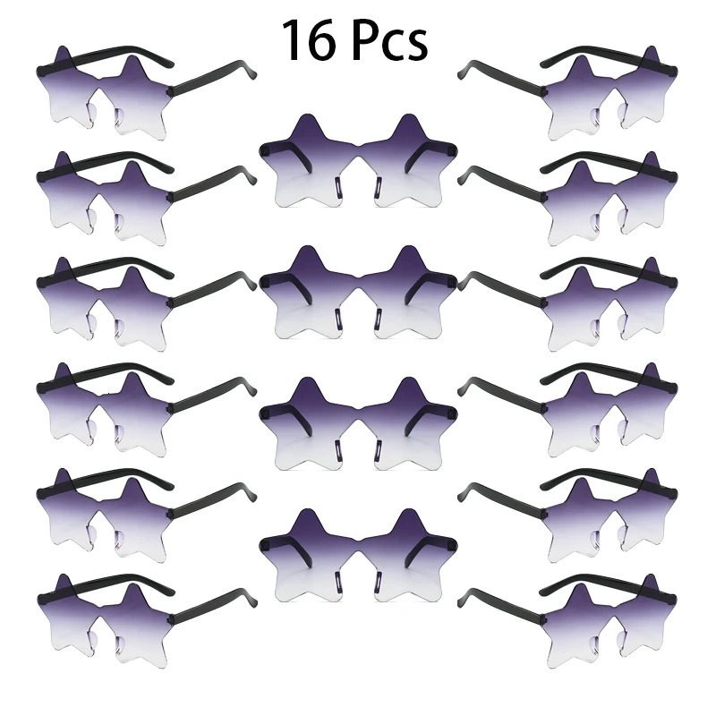 16/20 Pcs Per Set Rimless Star Shaped Sunglasses Fashion Cute Gradient Beach Holiday Shades Women Trendy Rave Sun Glasses 250530