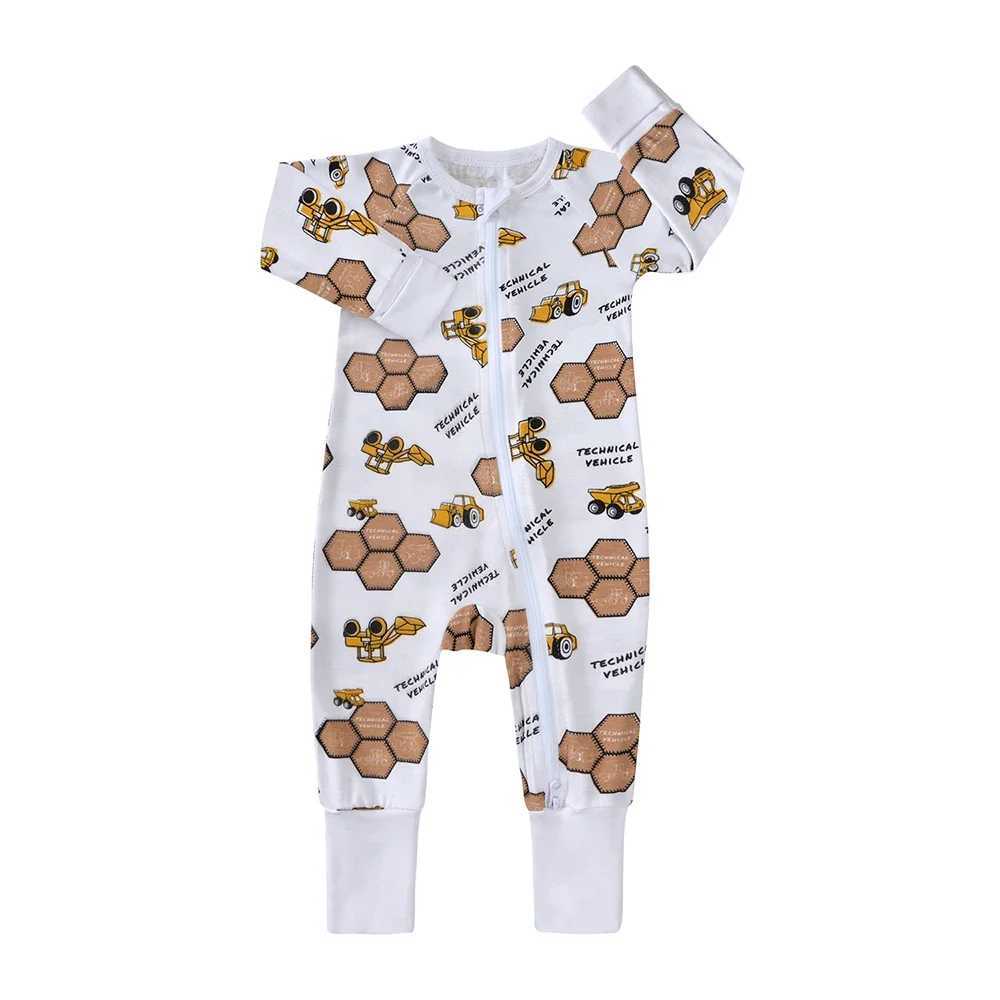 2025 Spring Newborn Clothes Baby Boy Girl Onesie Toddler Bamboo Fiber Pajamas Sets Long Sleeve Full Print Sleepwear Kids Outfits y250610GV26