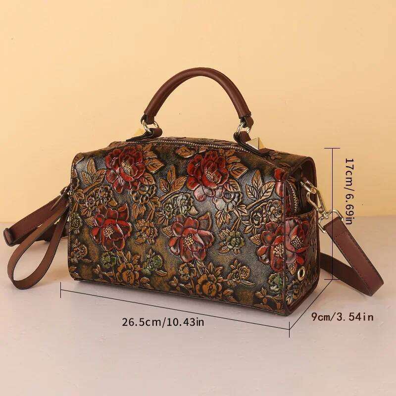 Spring/Summer Women's 2024 New One Shoulder Soft Leather Middle Aged Mom Crocodile Pattern Handbag Boston Pillow Bag