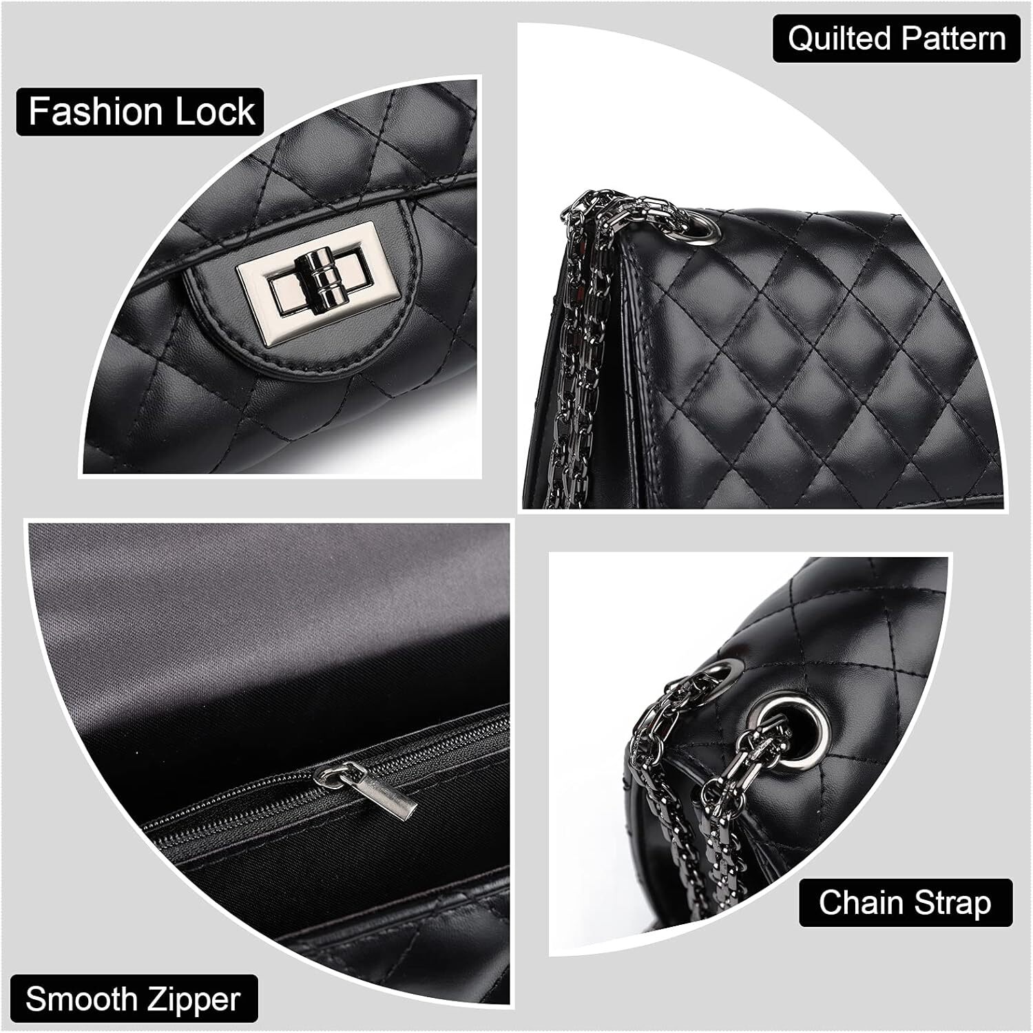 Quilted Crossbody Purse for Women Trendy Ladies Shoulder Bag with Chain Designer Purses