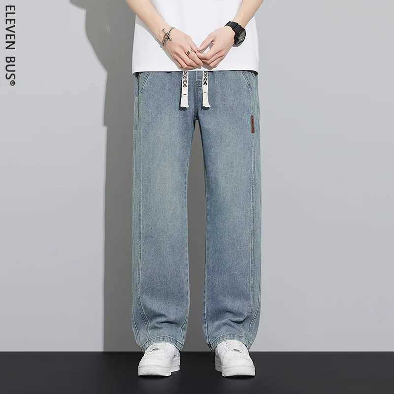 Summer work jeans mens street fashion denim jogging pants mens loose harem jeans loose straight wide-leg jeans M250610