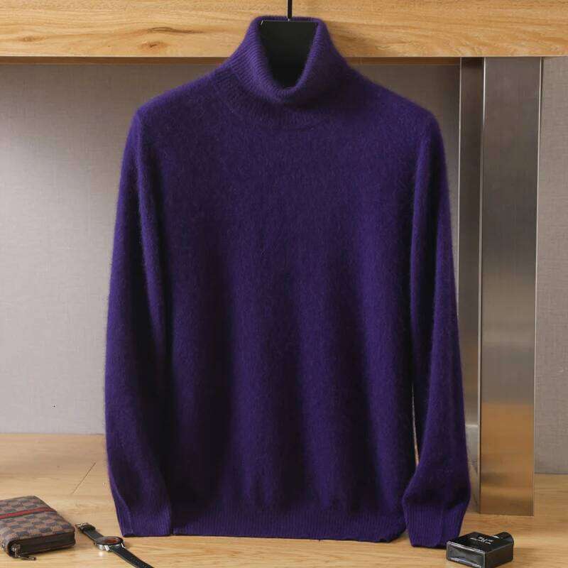 Men's Turtleneck 100% Mink Cashmere 2025 Autumn And Winter Large Size Loose Knitted Sweater Keep Warm Top Men Jumper