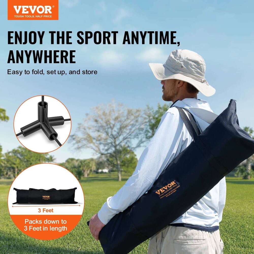 VEVOR 20FT Badminton Height Adjustable Volleyball Wide Foldable Pickleball Portable Tennis Net Set with Poles Stand