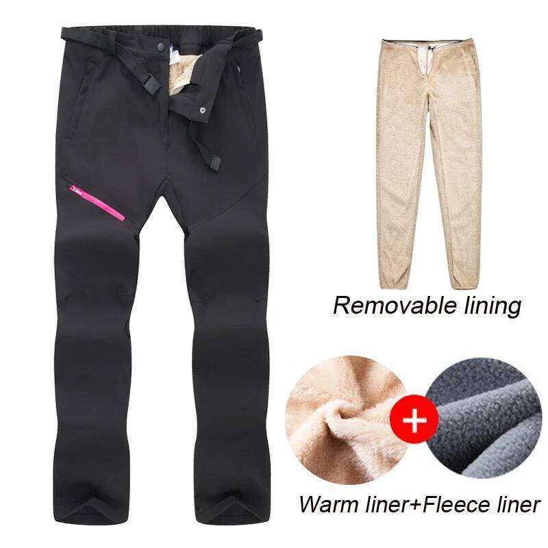 Winter Ski for Women Outdoor Windproof Waterproof Snowboard Snow Fleece Thick Warm Trousers Hiking Pants