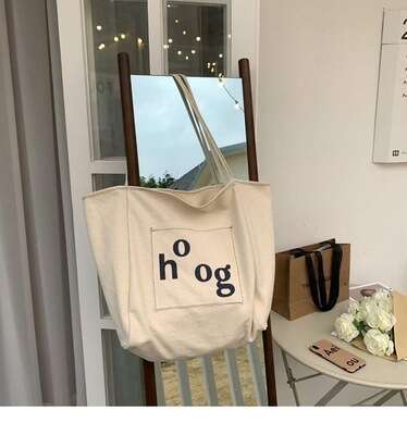 Artistic Ins Super Popular Canvas for Women, Single Shoulder Handbag, Large Capacity Shopping Bag, 2021 New Trend Simple Tote Bag