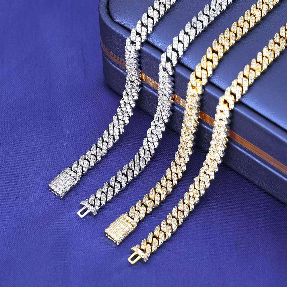 OACOCA Hight Quality 6MM VVS Moissanite Cuban Link Hip Hop Jewelry for Women White Gold 925 Silver Cuban Chain Necklace for Gift