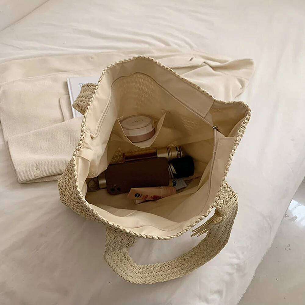 Elegant Women Straw Woven Handbag Summer Beach Casual Tote Top-Handle Large Capacity Fashion Ladies Bohemian Shoulder Bags