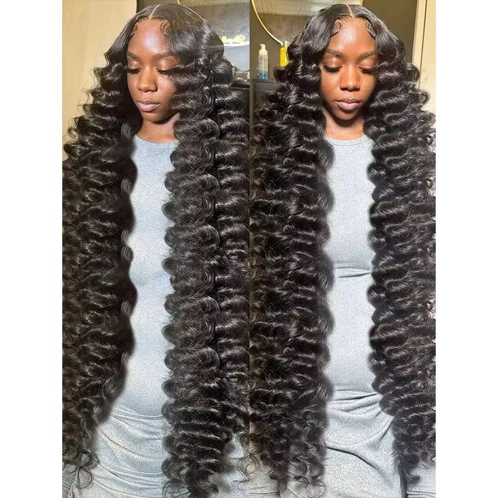 30 Inch Loose 13x6 HD Front Human Hair Brazilian 250% Water Deep Wave Wigs 13x4 Lace Frontal Wig For Women