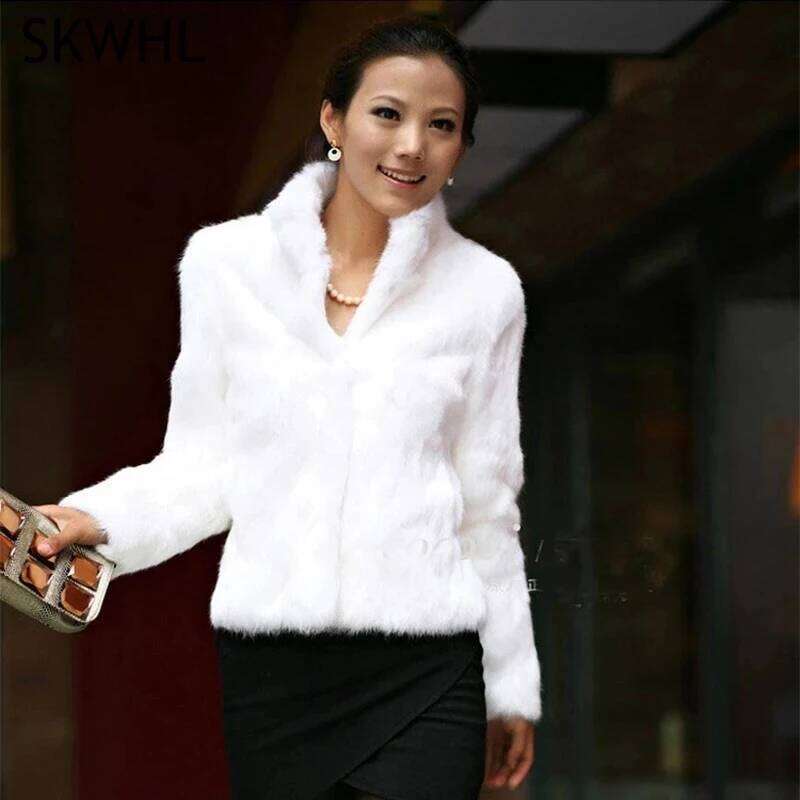 Women's Real Rabbit Fur Coat Fluffy Plush Coats New Autumn And Winter Ladies Long Sleeve Special Woman Clothing Overcoat Female