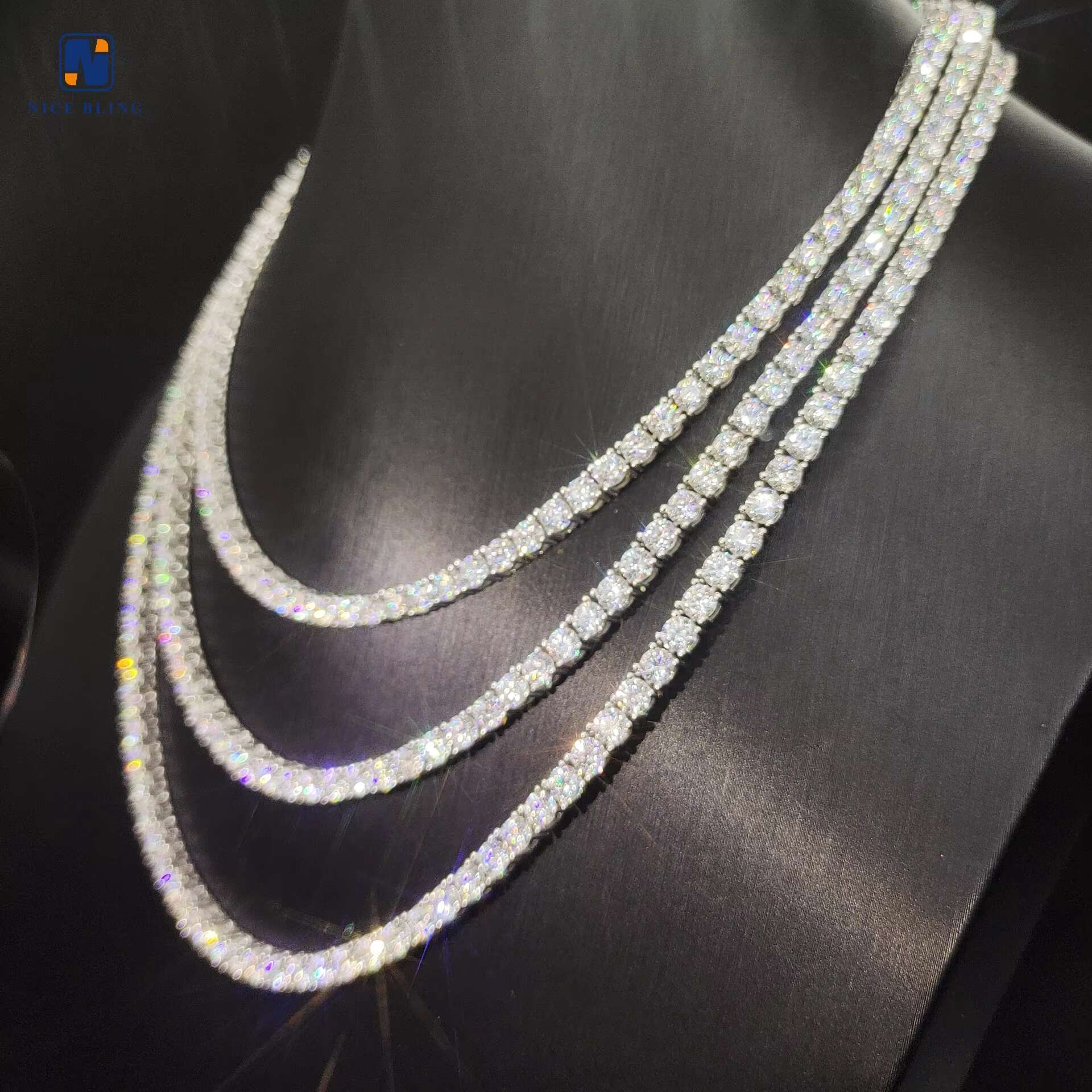OACOCA Hip Hop Jewelry Fashion Moissanite Necklace 2mm 3mm 4mm 5mm 6.5mm Moissanite Diamond 925 Sterling Silver Necklace