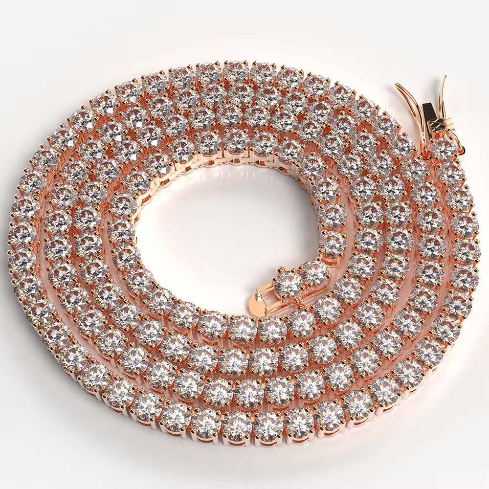 OACOCA Hip Hop Jewelry 925 Sterling Silver 5mm Moissanite Diamond Necklace Moissanite Tennis Chain