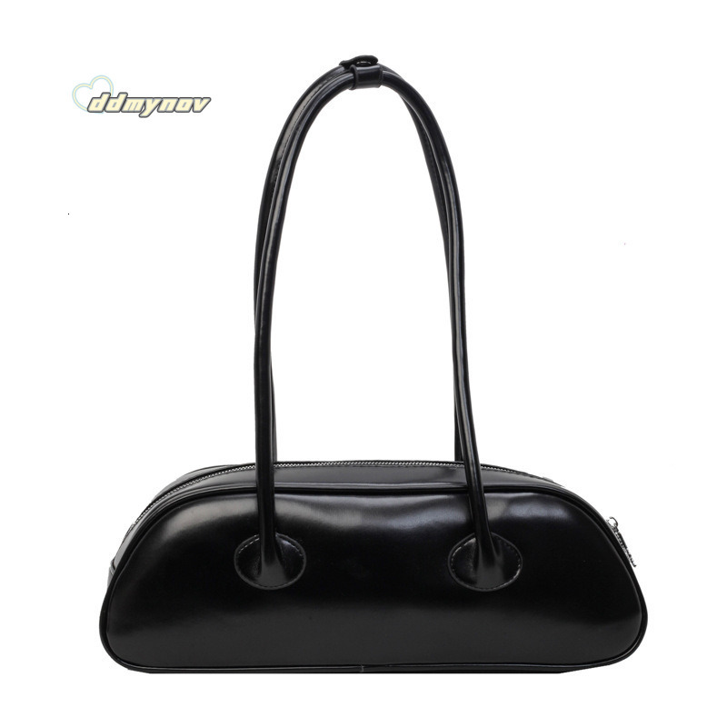 High-end Simple Versatile for Women 2024 New French Style Textured Shoulder Underarm Internet Celebrity Niche Baguette Bag ddmynov