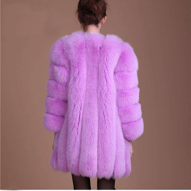 Faux For Women New Autumn Winter Fox Mid-Length Synthetic Fur Coat