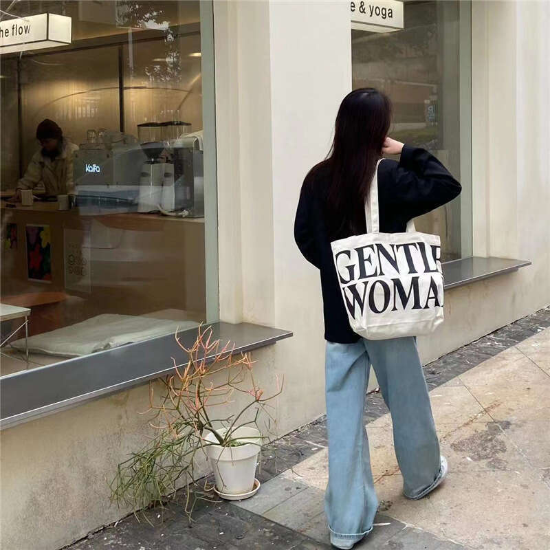 2023 Spring Summer New Ins Niche Design Thai Canvas Tote Fashion Simple Letter Large Capacity Shoulder Bag