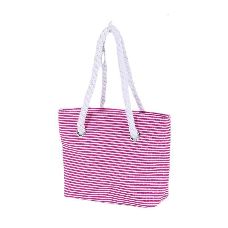 Hot Selling Fashion Women's Handbag Tote Shopping Korean Classic Striped Beach Large Capacity Canvas Bag