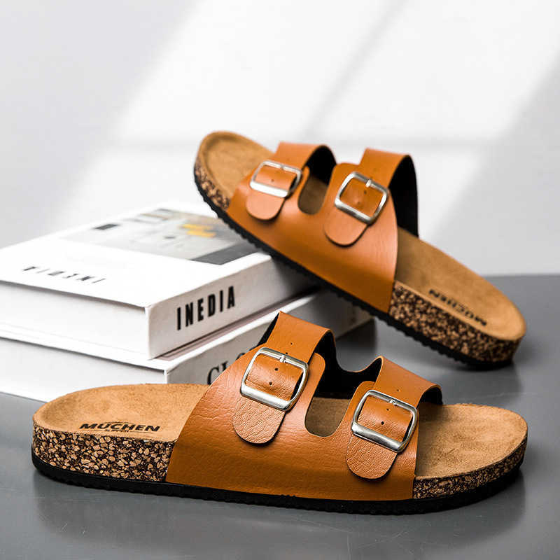 Womens Flat Sandals with Cork Insole Open Toe Sliding Adjustable Slip-on Slippers Suitable for Summer SizesXJ250527
