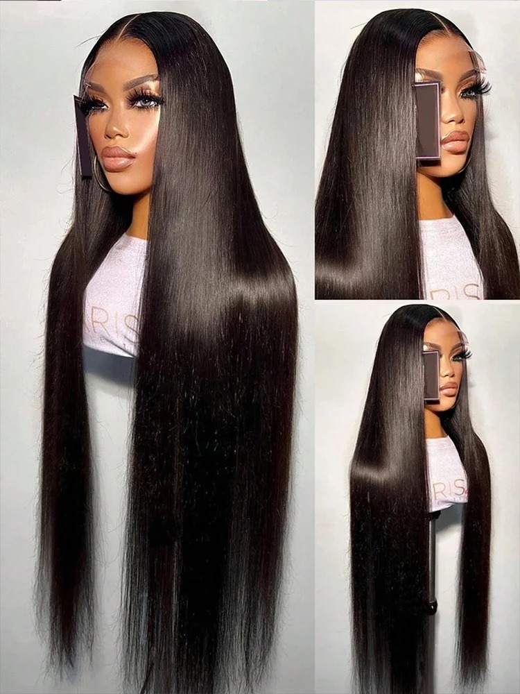 250 Density Straight 13x4 HD Black Lace Frontal Wigs Glueless 30 40 Inch 13x6 Lace Front Human Hair Wig Bone Closure Wear Go Synthetic For Women