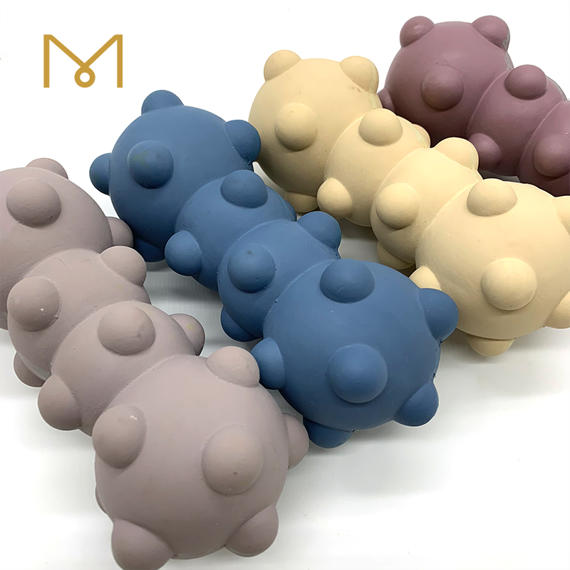 Dog Rubber Chew Bone Toys Squeaky Wholesale Interactive Training Teeth Cleaning Chew Proof Dog Pet Toys 4pcs/Pack