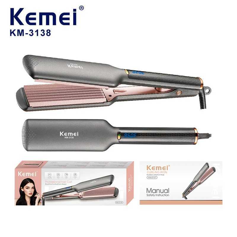 Kemei Hair Straightener Curler Aluminium Ceramic Coated Heating Plate 6-Level Temperature Control Crimping Styling Tool W250610