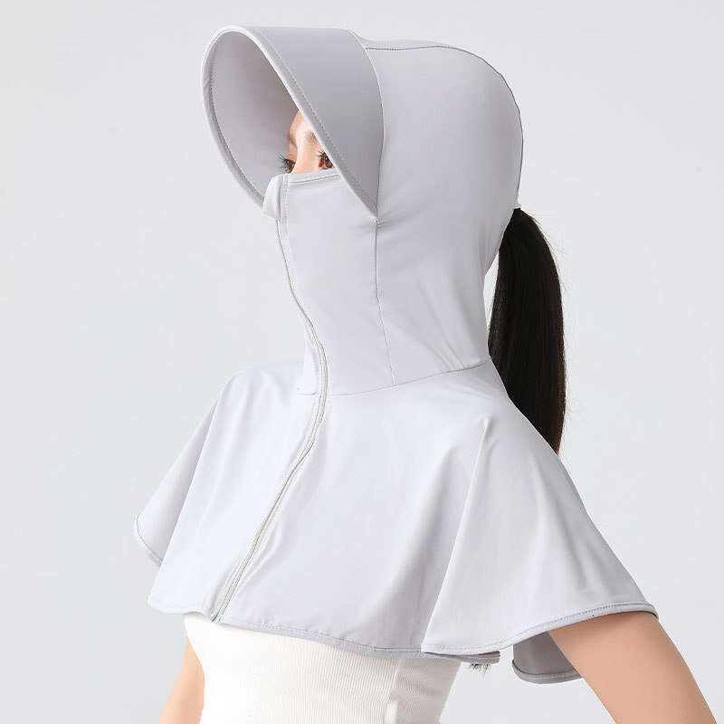 Designer Clothing 2025 Wide Brim Upf50+ Sun Mask Summer Women Ice Silk Face Cover Neck Guard UV Protection Large Shawl Hat Combo