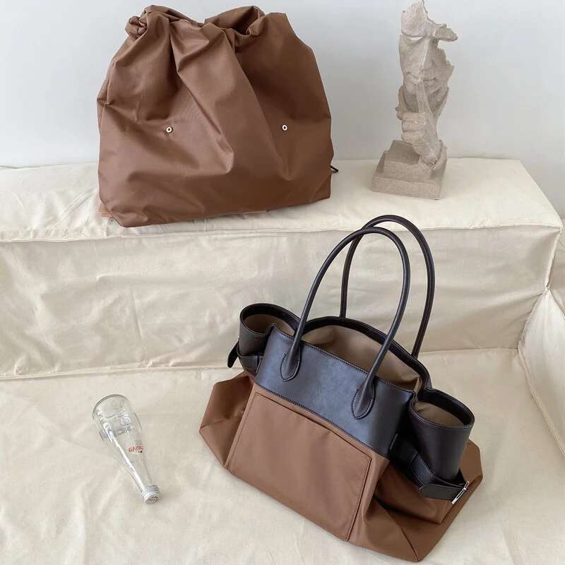 Genuine Leather Tote Bags For Women Designer Handbags Purses 2024 New In Canvas With Inner Pocket Large Capacity Shoulder