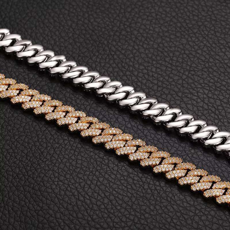OACOCA 2 Rows Diamond 9mm Iced Out Small Cuban Chain Fashion Jewelry Necklace Brass 18K Gold Plated 3AShiny Necklace Women