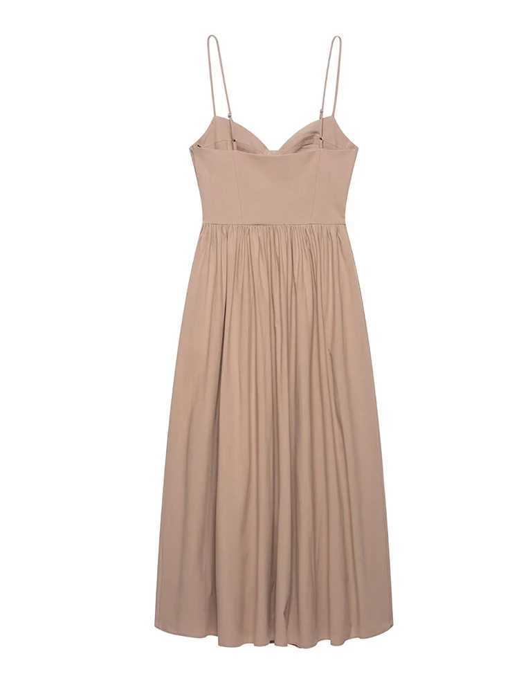 TFMLN Summer Women Sling Dress Sleeveless Backless Pleated Long Dresses Lady Sexy Elegant Slim Party Dress 2025 Female New XJ250610